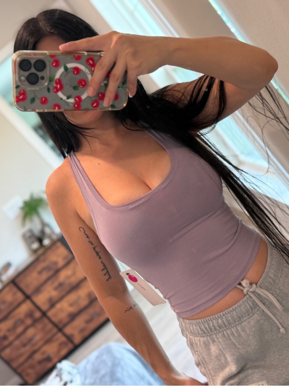Yogalicious Women's Small Lavender Gray Airlite Pure Love Tank Top Scoop Neck